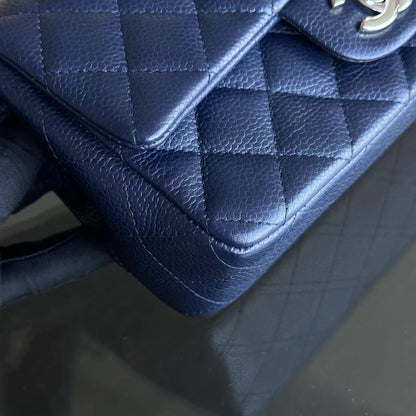 Caviar Mini Rectangular Classic Flap 20CM Quilted Calfskin Dark Blue SHW No 18