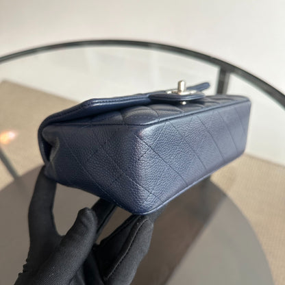 Caviar Mini Rectangular Classic Flap Mini Dark Blue No 18