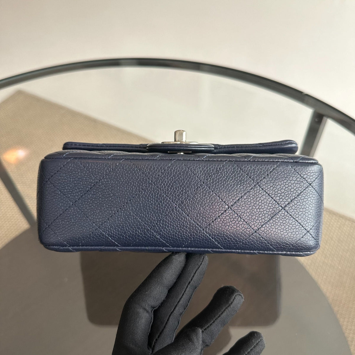 Caviar Mini Rectangular Classic Flap Mini Dark Blue No 18
