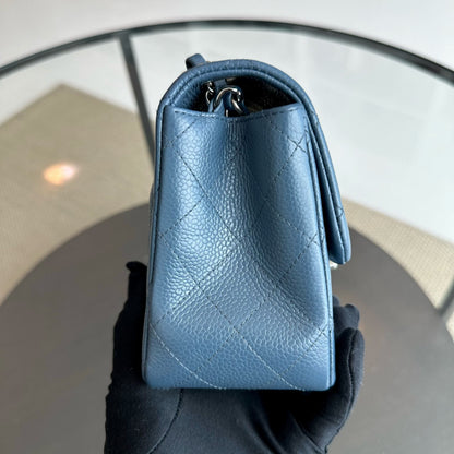Caviar Mini Square Classic Flap Quilted Calfskin Blue SHW No 19