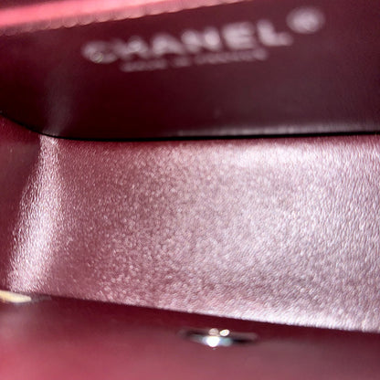 Caviar Mini Square Classic Flap Quilted Calfskin Burgundy SHW No 20