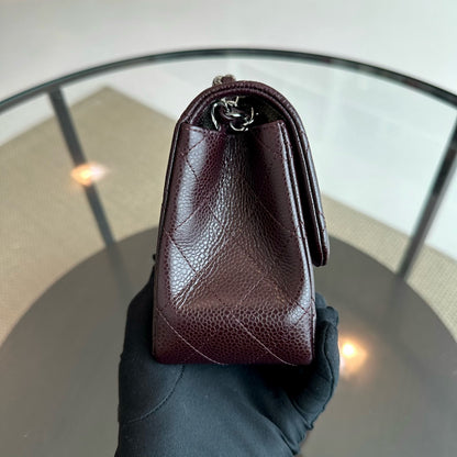 Caviar Mini Square Classic Flap Quilted Calfskin Burgundy SHW No 20