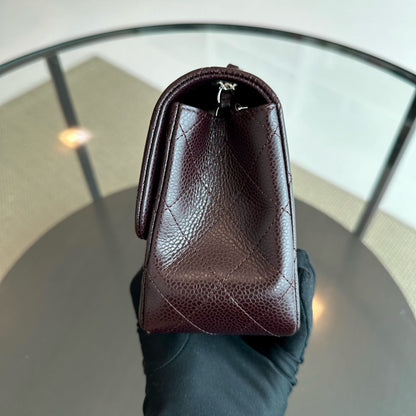 Caviar Mini Square Classic Flap Quilted Calfskin Burgundy SHW No 20