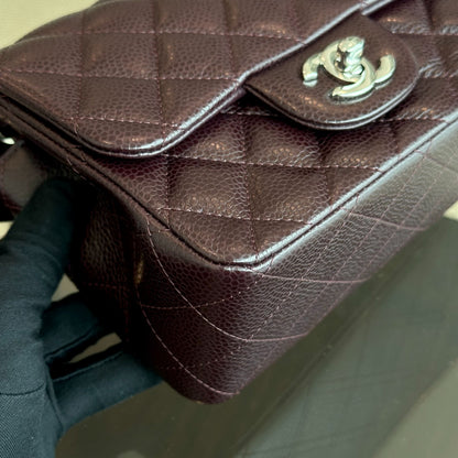 Caviar Mini Square Classic Flap Quilted Calfskin Burgundy SHW No 20