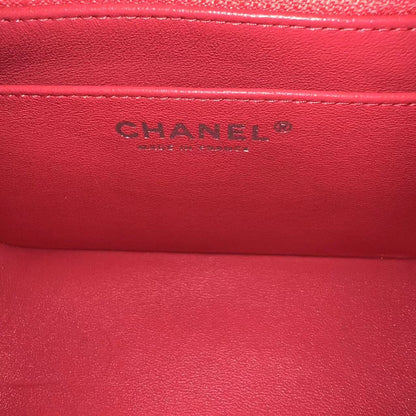 Caviar Mini Square Classic Flap Quilted Calfskin Pink SHW No 17