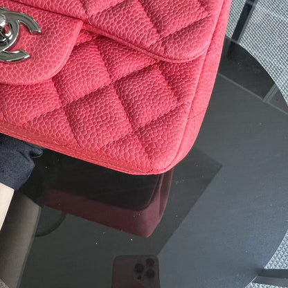 Caviar Mini Square Classic Flap Quilted Calfskin Pink SHW No 17