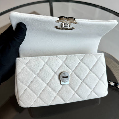 Caviar My Everything Flap Bag Quilted Small White Calfskin BHW No 30
