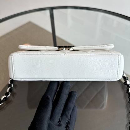 Caviar My Everything Flap Bag Quilted Small White Calfskin BHW No 30