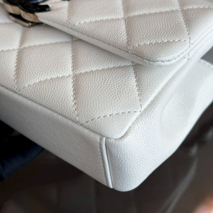 Caviar My Everything Flap Bag Quilted Small White Calfskin BHW No 30