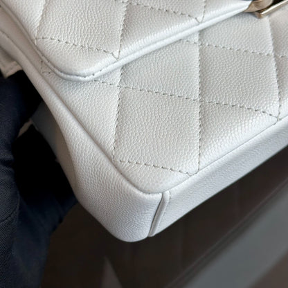 Caviar My Everything Flap Bag Quilted Small White Calfskin BHW No 30
