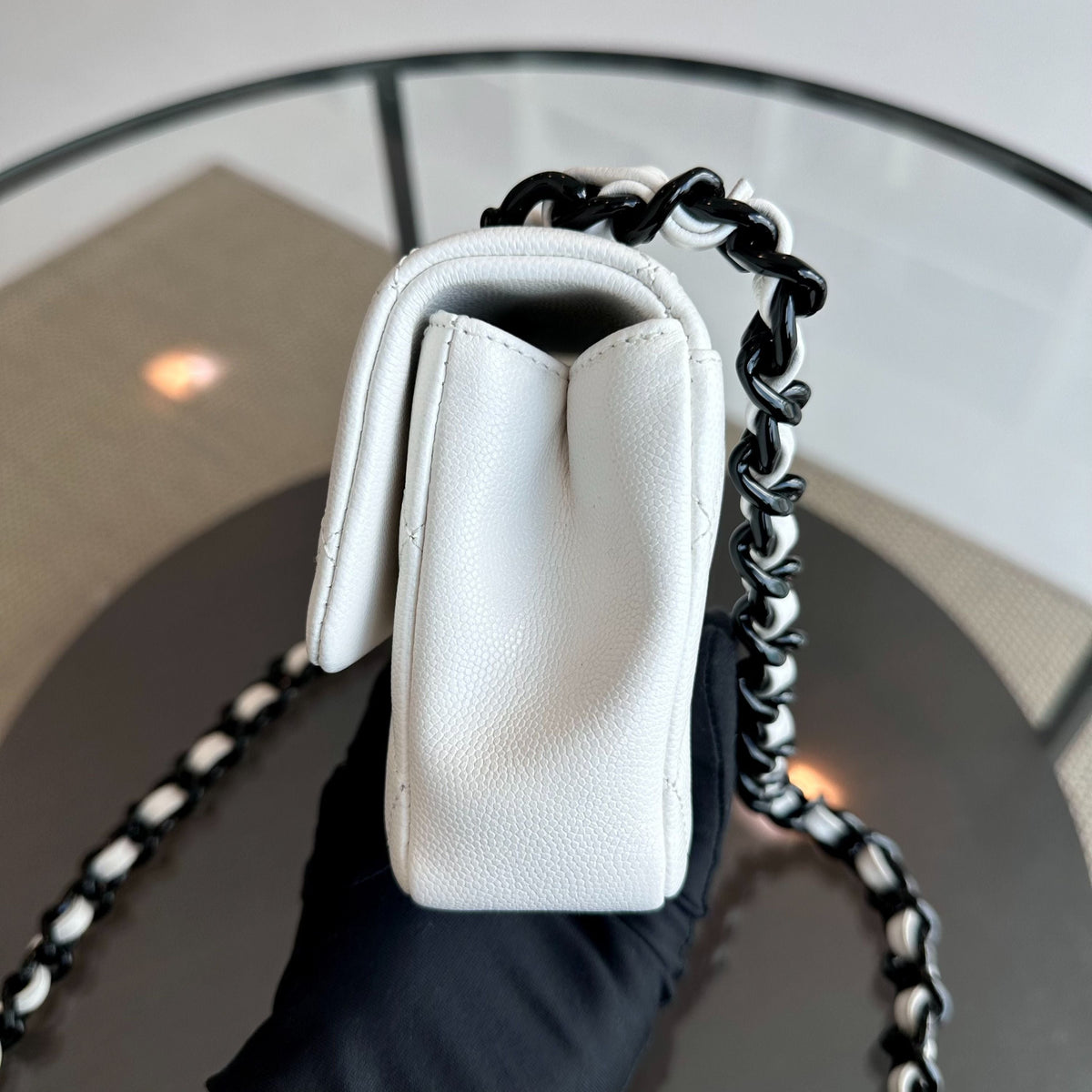 Caviar My Everything Flap Bag Quilted Small White Calfskin BHW No 30