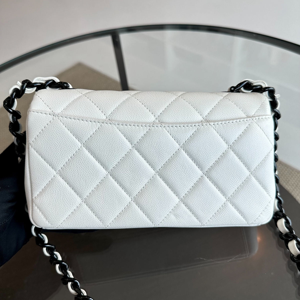 Caviar My Everything Flap Bag Quilted Small White Calfskin BHW No 30