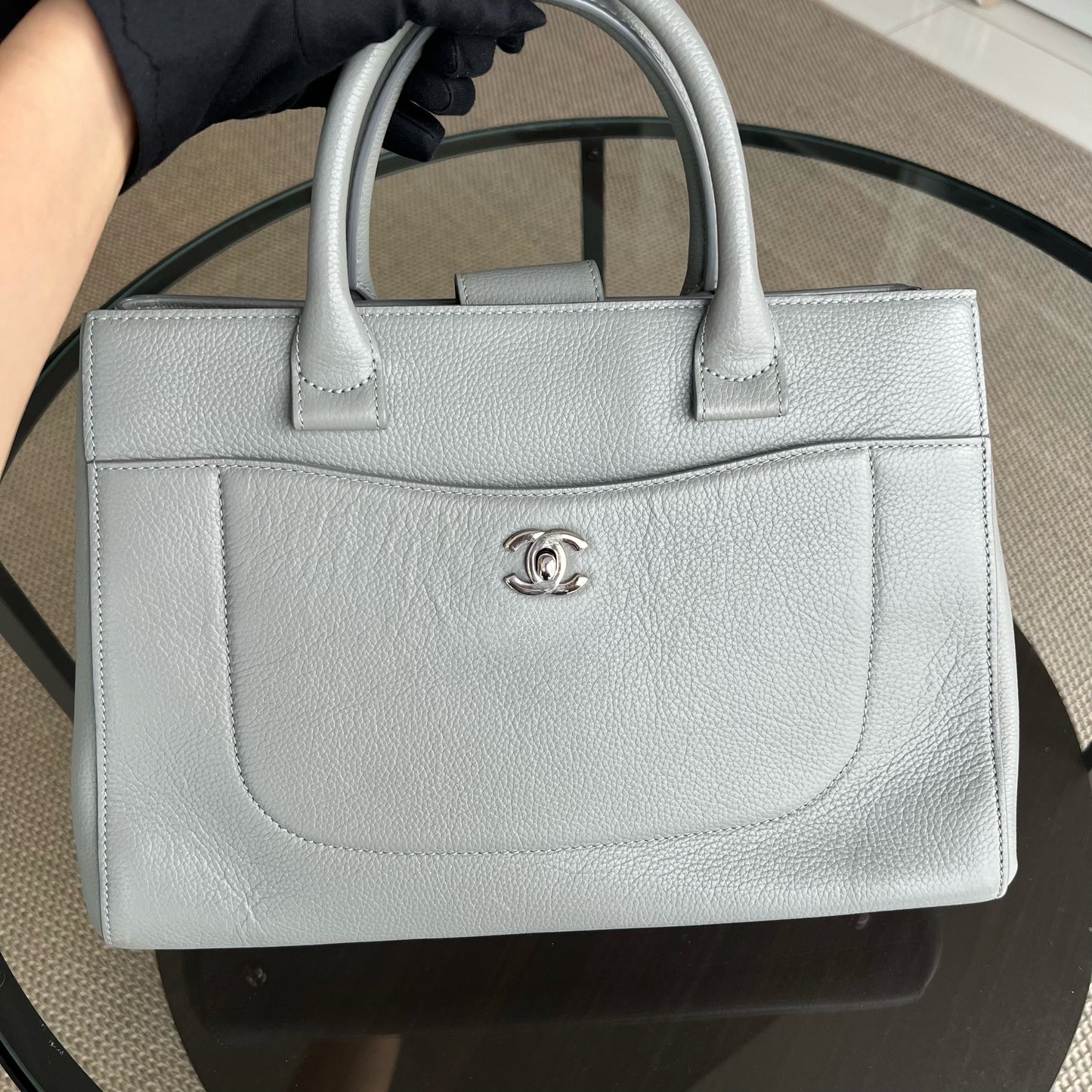 Caviar Neo Executive Tote Bag Grey Gray Silver Hardware Series 23