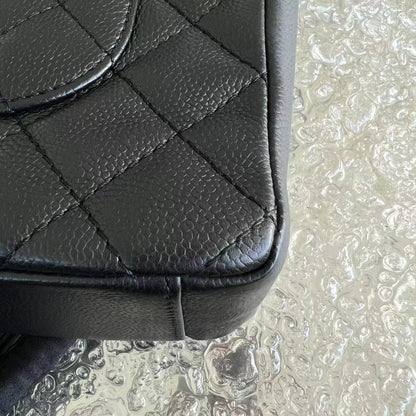 Caviar PST Petite Shopping Tote Quilted Calfskin Black Silver Hardware Series 12