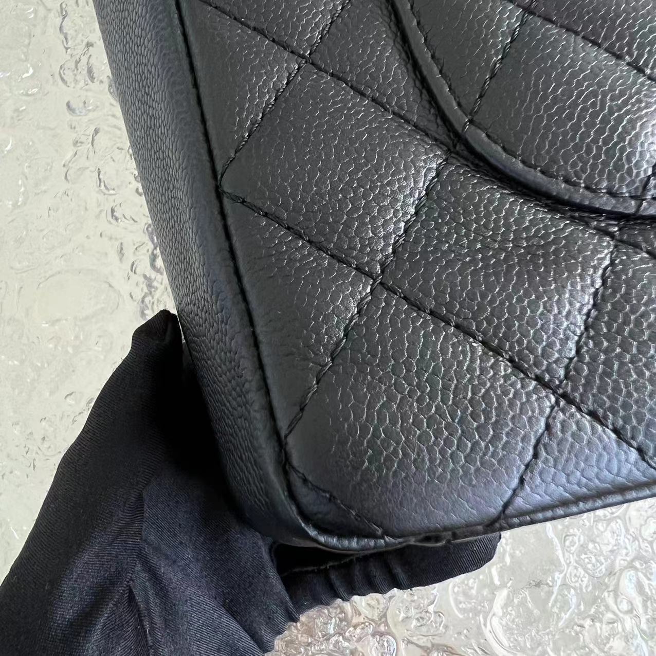 Caviar PST Petite Shopping Tote Quilted Calfskin Black Silver Hardware Series 12