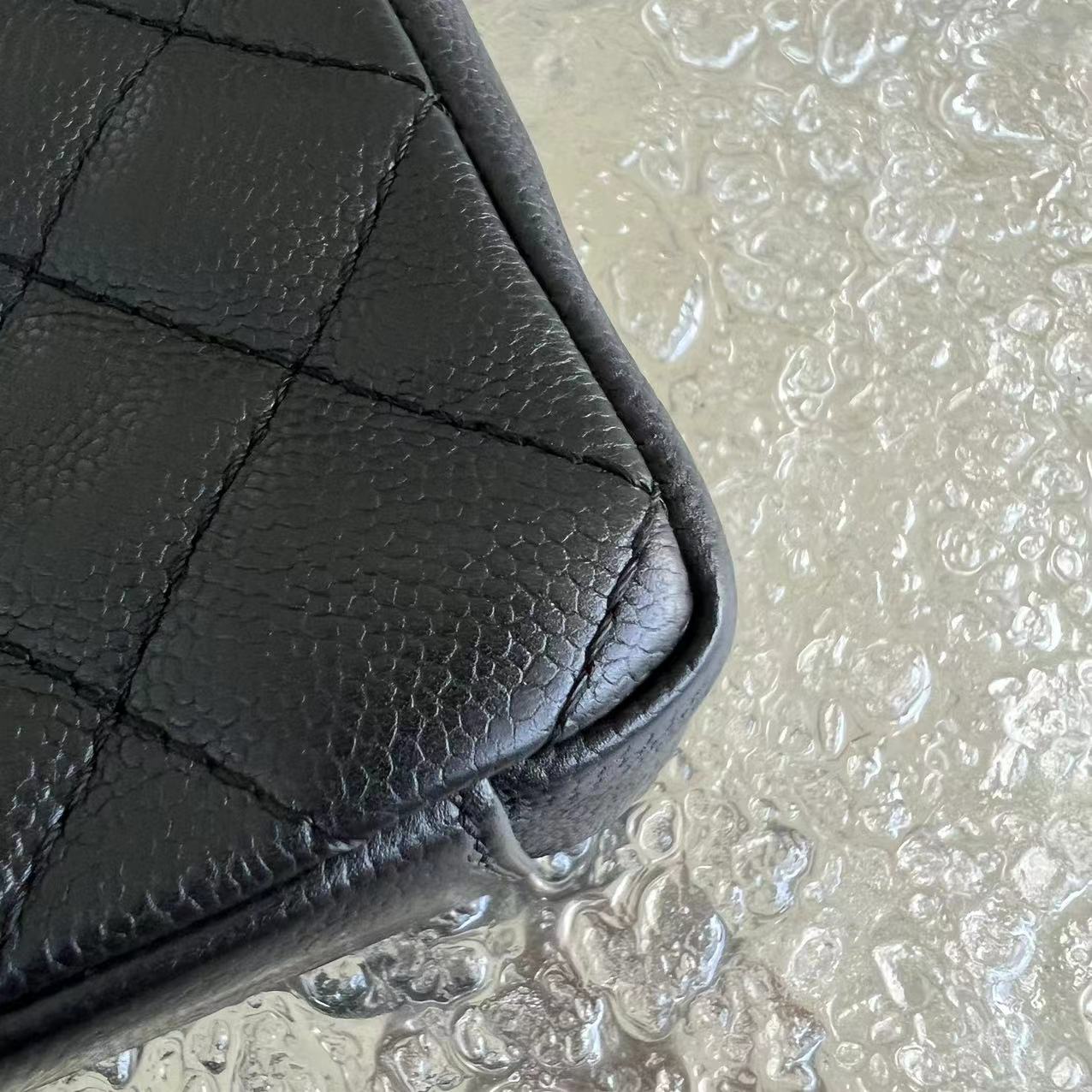 Caviar PST Petite Shopping Tote Quilted Calfskin Black Silver Hardware Series 12