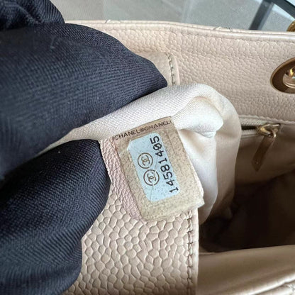 Caviar PST Petite Shopping Tote Quilted Grained Calfskin Beige Golden Hardware Series 14
