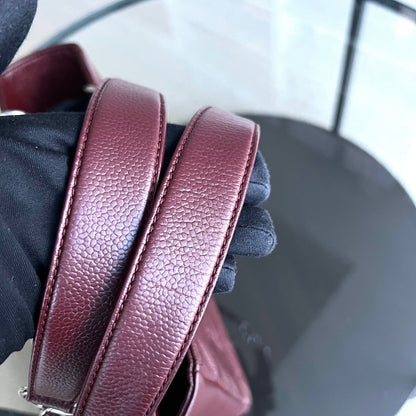 Caviar PST Petite Shopping Tote Quilted Grained Calfskin Burgundy Silver Hardware Series 18