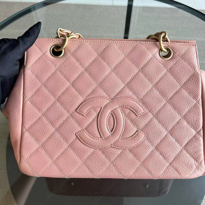 Caviar PTT Petite Timeless Tote Quilted Grained Calfskin Sakura Pink Golden Hardware Series 6