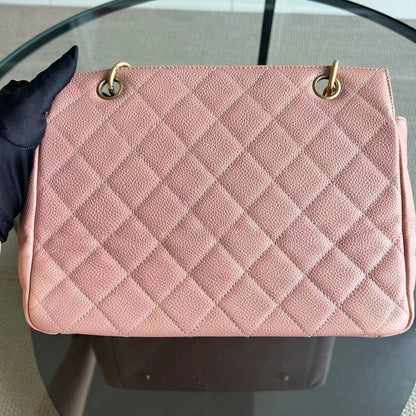 Caviar PTT Petite Timeless Tote Quilted Grained Calfskin Sakura Pink Golden Hardware Series 6