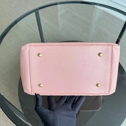 Caviar PTT Petite Timeless Tote Quilted Grained Calfskin Sakura Pink Golden Hardware Series 6