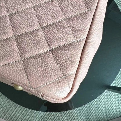 Caviar PTT Petite Timeless Tote Quilted Grained Calfskin Sakura Pink Golden Hardware Series 6