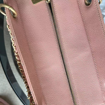 Caviar PTT Petite Timeless Tote Quilted Grained Calfskin Sakura Pink Golden Hardware Series 6
