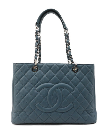 Caviar Quilted Grand Shopping Tote Baby Blue
