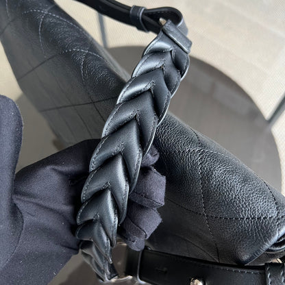 Caviar Seasonal Flap Braided With Style Quilted Grained Calfskin Black Silver Hardware Series 25