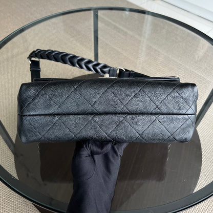 Caviar Seasonal Flap Braided With Style Quilted Grained Calfskin Black Silver Hardware Series 25