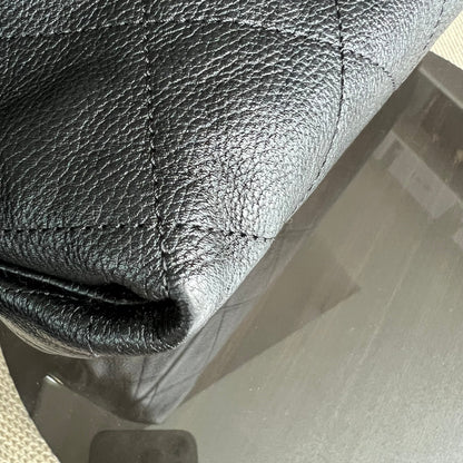 Caviar Seasonal Flap Braided With Style Quilted Grained Calfskin Black Silver Hardware Series 25