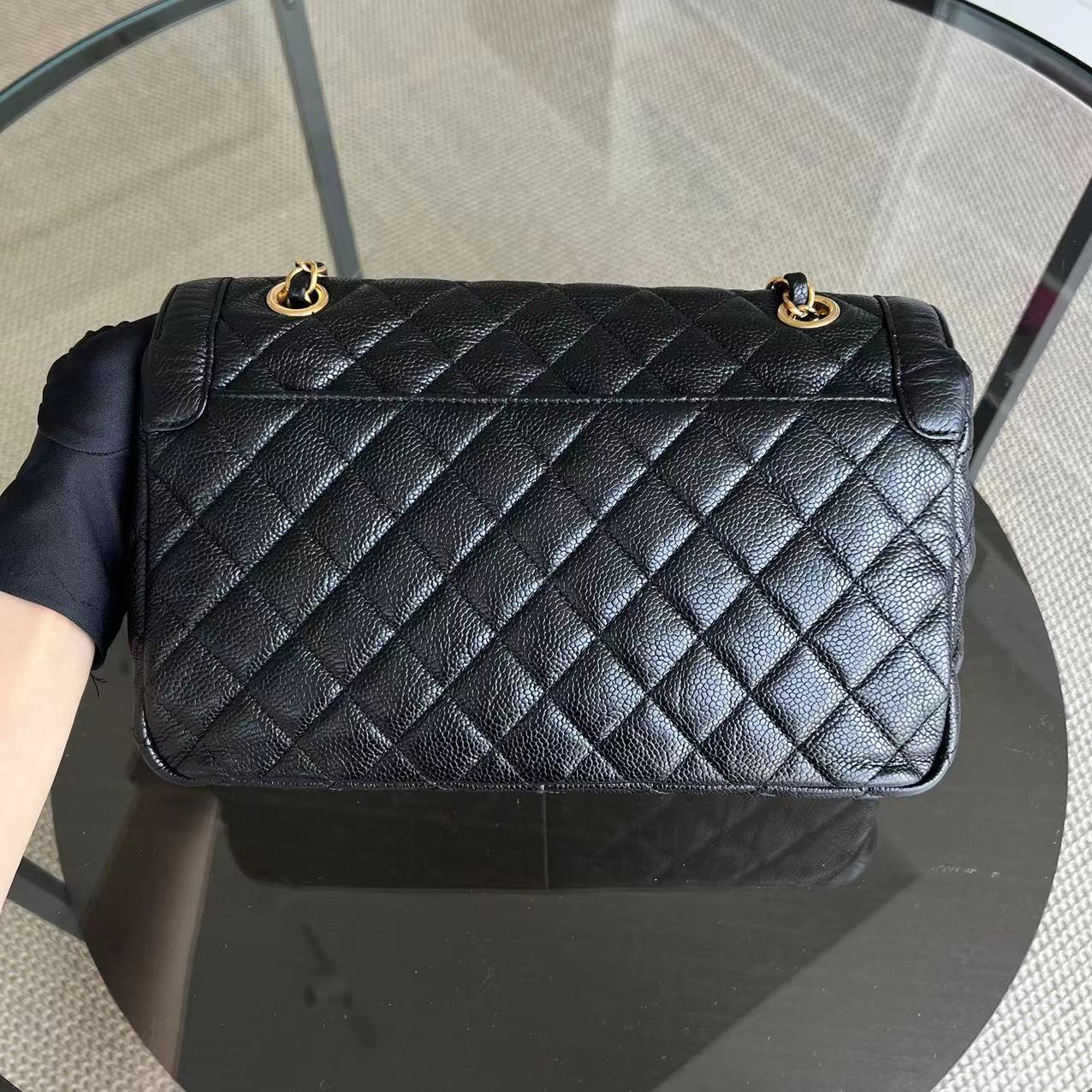 Caviar Seasonal Flap Two Tone Quilted Grained Calfskin Golden Hardware Series 21