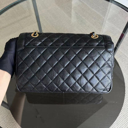 Caviar Seasonal Flap Two Tone Quilted Grained Calfskin Golden Hardware Series 21