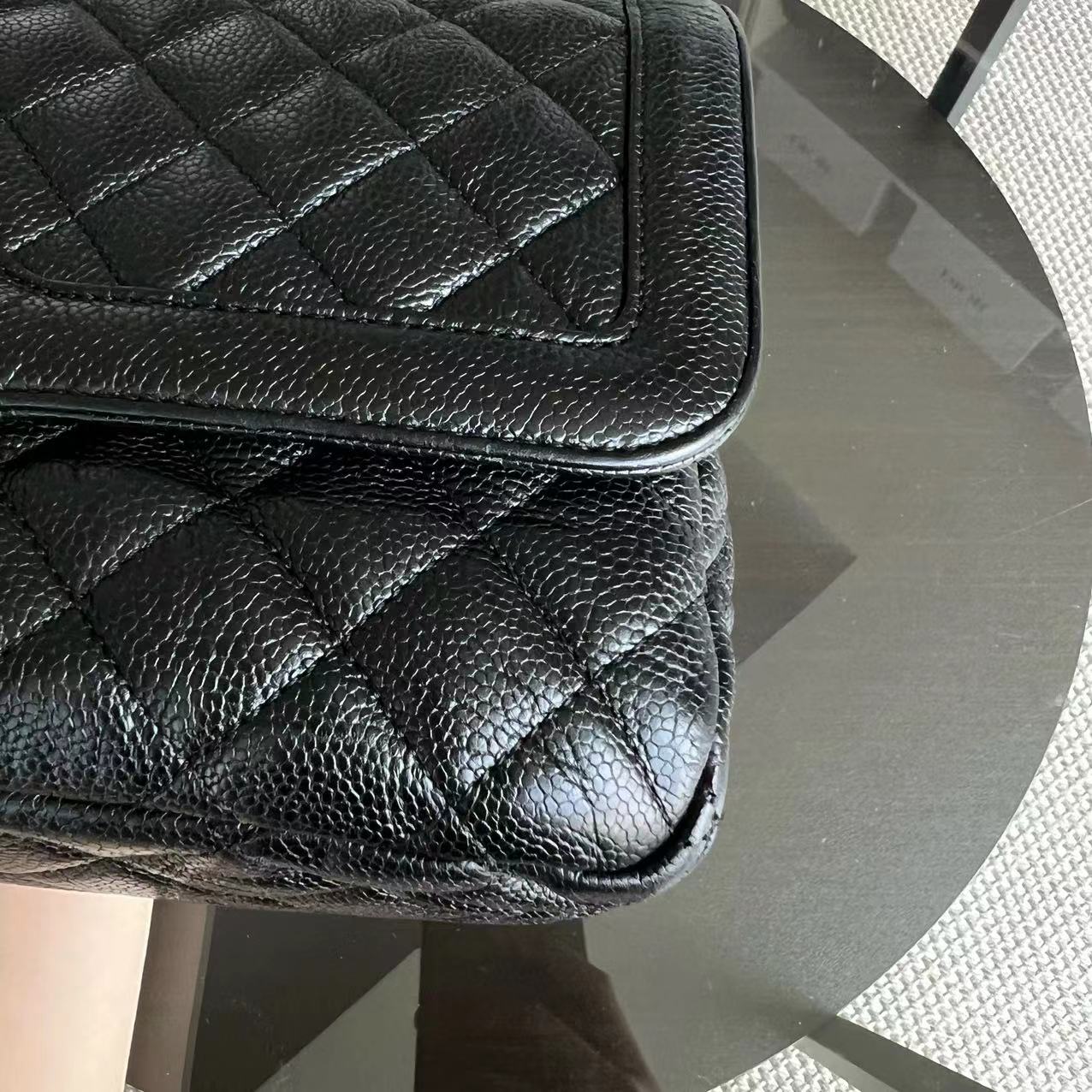 Caviar Seasonal Flap Two Tone Quilted Grained Calfskin Golden Hardware Series 21