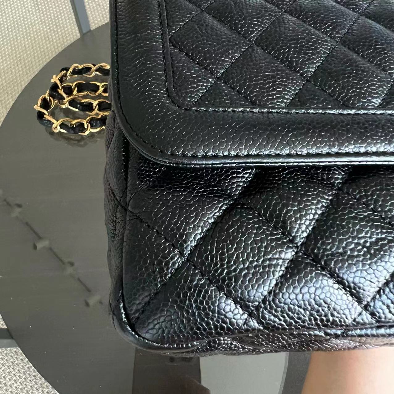 Caviar Seasonal Flap Two Tone Quilted Grained Calfskin Golden Hardware Series 21