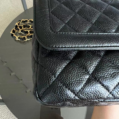 Caviar Seasonal Flap Two Tone Quilted Grained Calfskin Golden Hardware Series 21