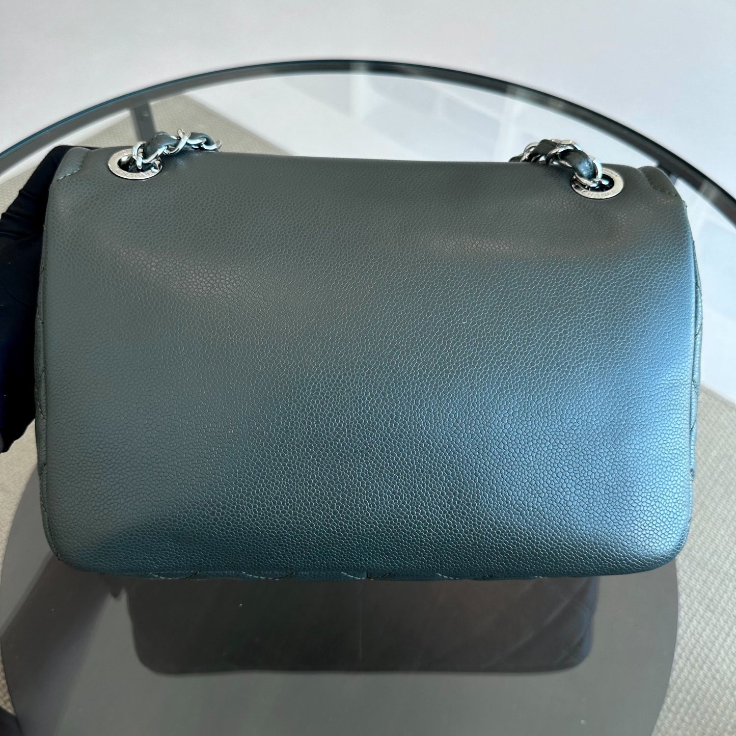 Caviar Seasonal Jumbo Timeless Double CC Flap Calfskin Green No 15