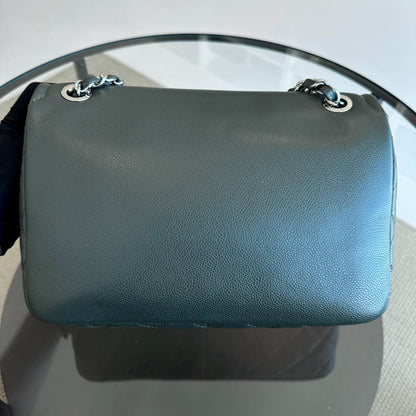 Caviar Seasonal Jumbo Timeless Double CC Flap Calfskin Green No 15