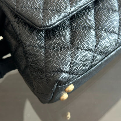 Caviar Small Coco Handle 24cm Quilted Calfskin Black No 24