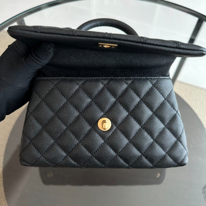 Caviar Small Coco Handle 24cm Quilted Calfskin Black No 24