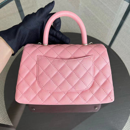 Caviar Small Coco Handle Quilted Calfskin Light Pink LGHW No 27