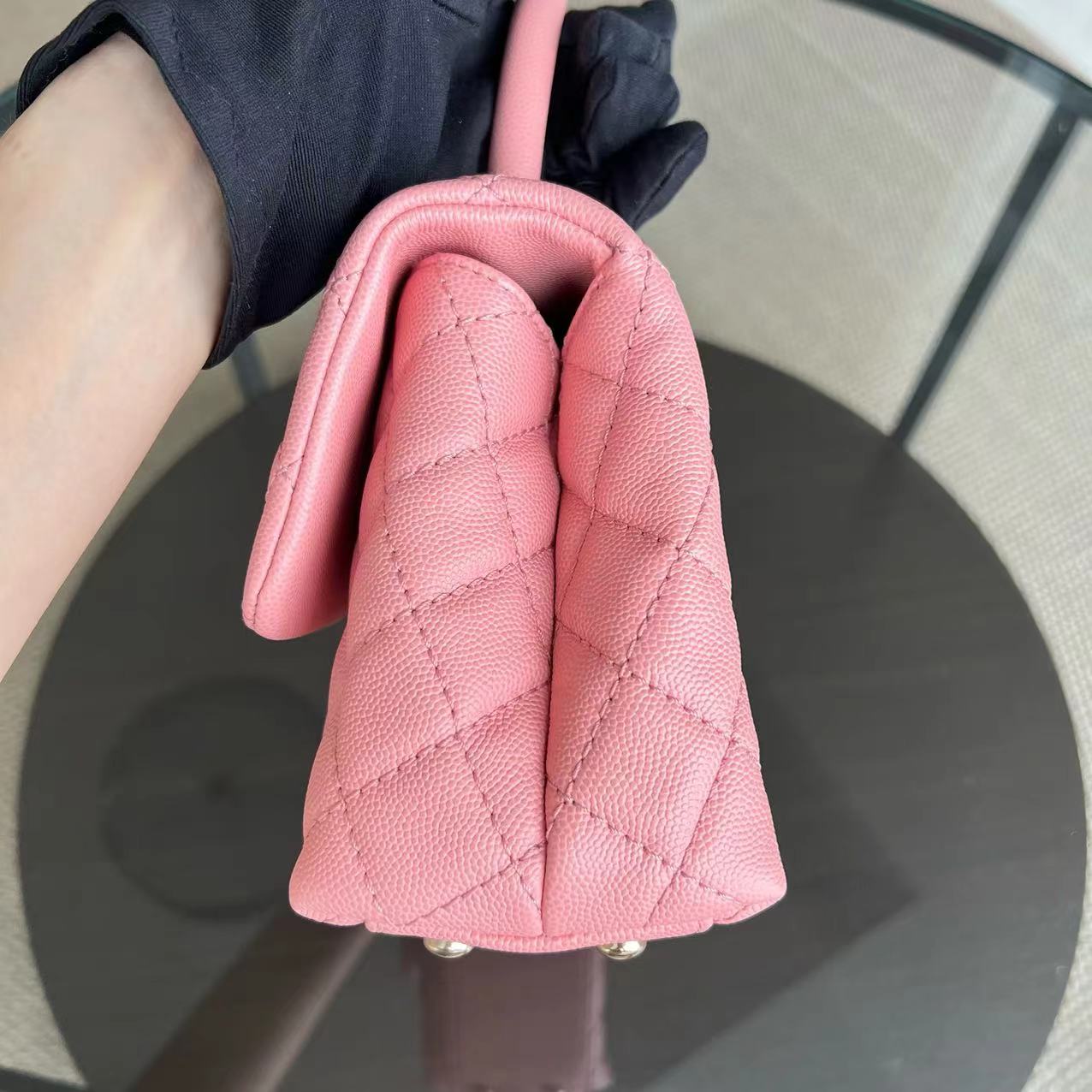 Caviar Small Coco Handle Quilted Calfskin Light Pink LGHW No 27