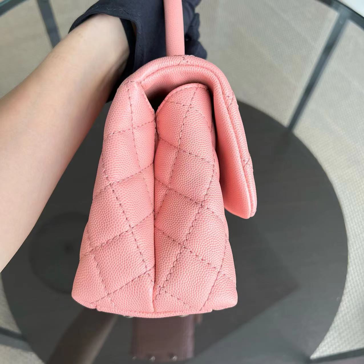 Caviar Small Coco Handle Quilted Calfskin Light Pink LGHW No 27