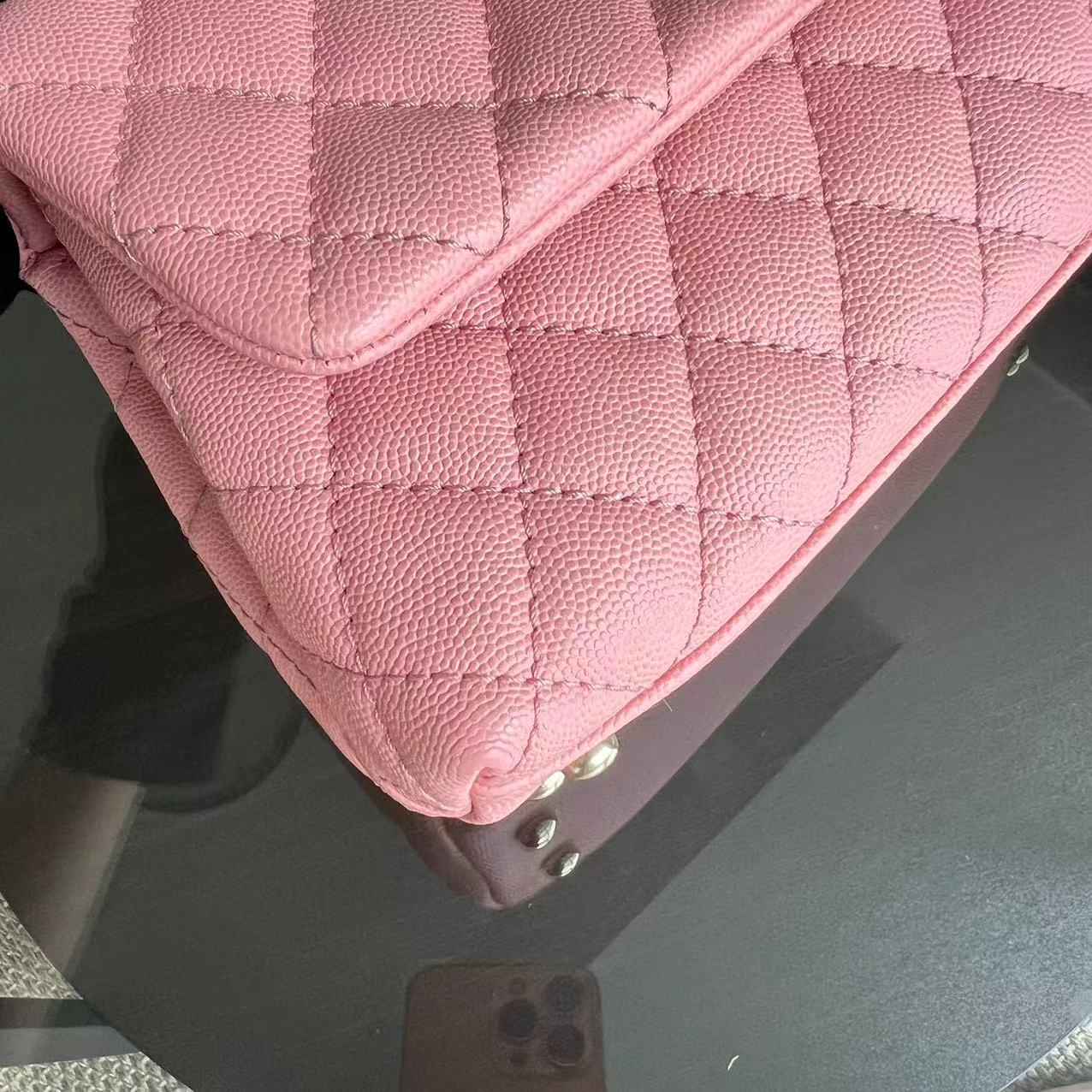Caviar Small Coco Handle Quilted Calfskin Light Pink LGHW No 27