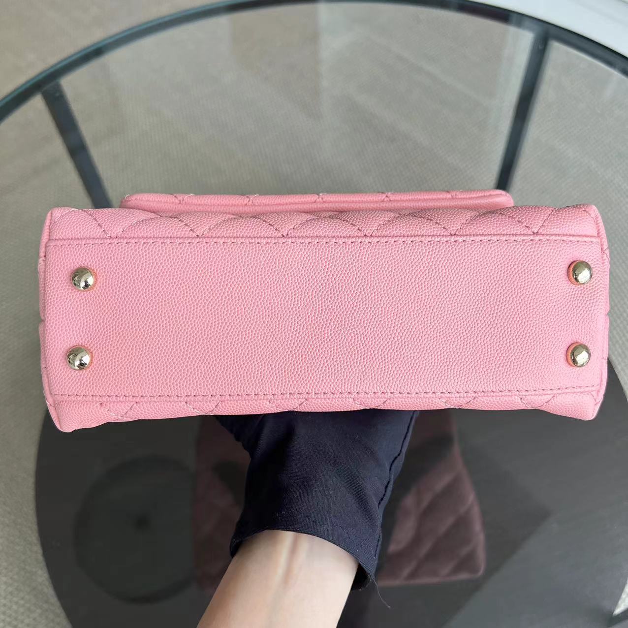 Caviar Small Coco Handle Quilted Calfskin Light Pink LGHW No 27