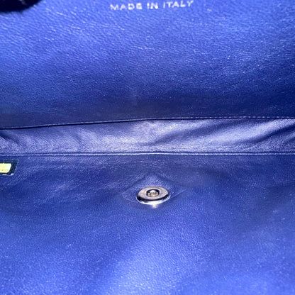 Caviar Timeless Classic Flap Clutch Calfskin Leather Dark Blue SHW No 18