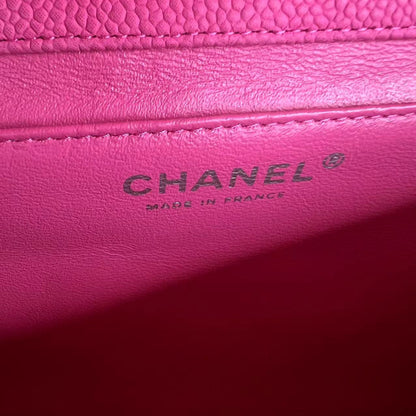 Caviar Timeless Classic Flap Clutch Quilted Calfskin Hot Pink SHW No 18