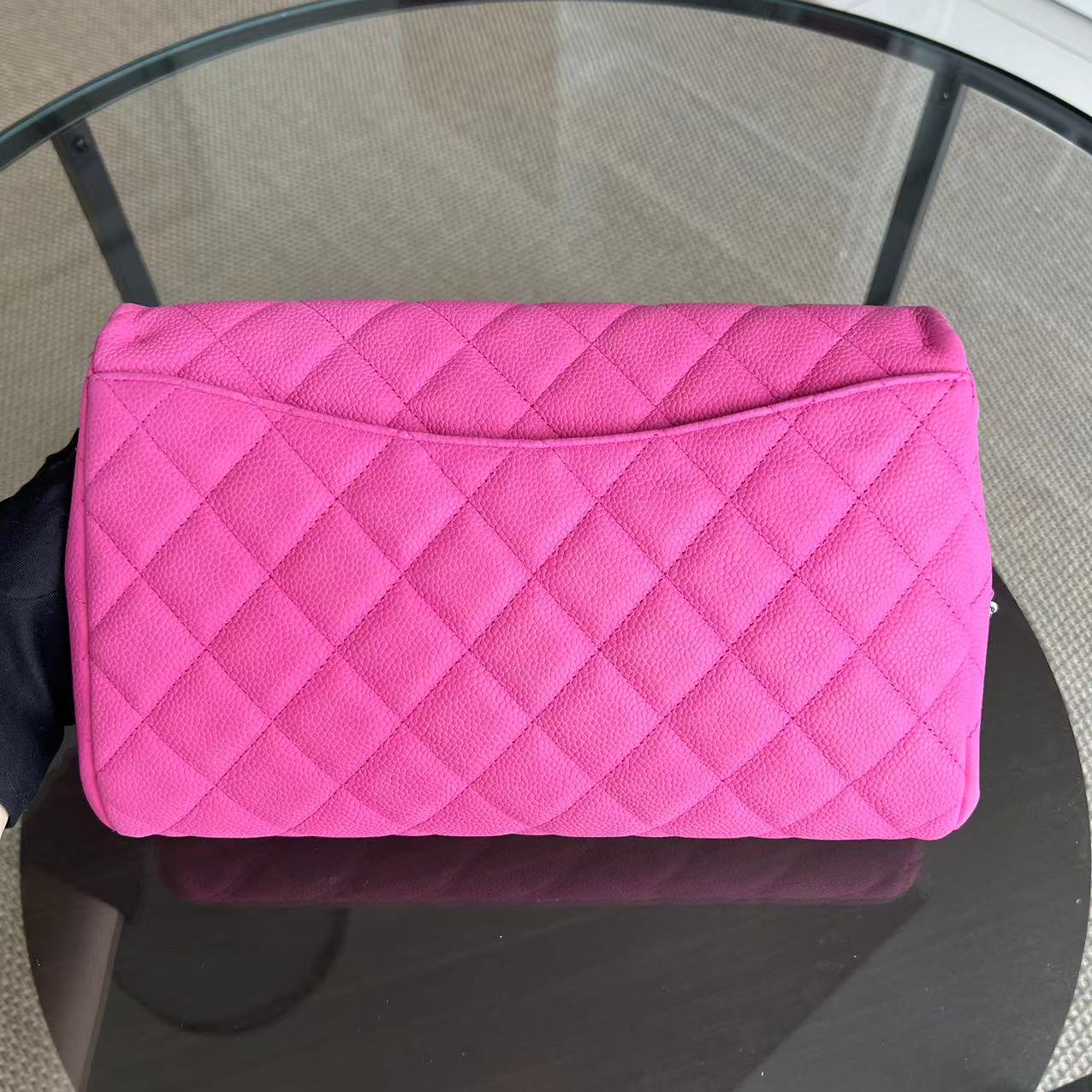 Caviar Timeless Classic Flap Clutch Quilted Calfskin Hot Pink SHW No 18