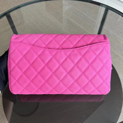 Caviar Timeless Classic Flap Clutch Quilted Calfskin Hot Pink SHW No 18