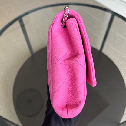 Caviar Timeless Classic Flap Clutch Quilted Calfskin Hot Pink SHW No 18